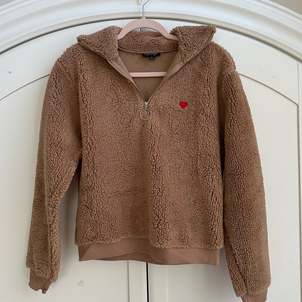 NWOT TopShop Sherpa Heart Jacket